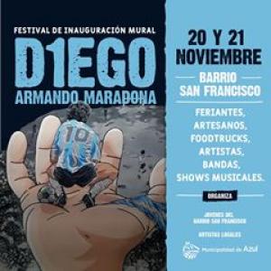 Festival de inauguración del mural de Maradona en el barrio San Francisco